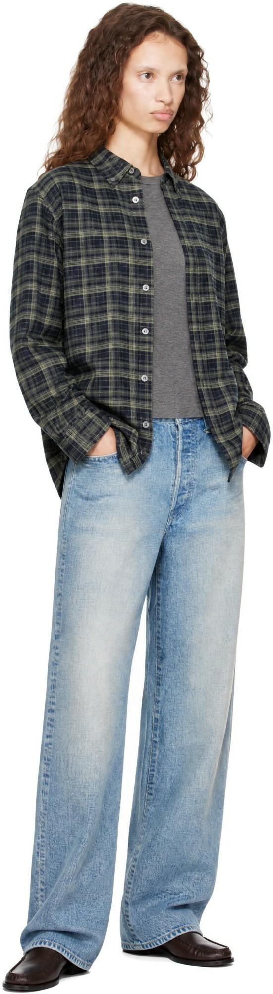 Dunst Navy Checked Flannel BD Shirt