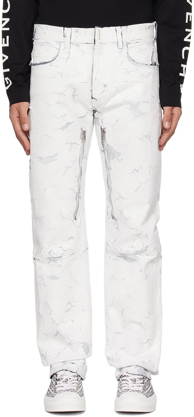 Photo: Givenchy White Crackled Zip Jeans