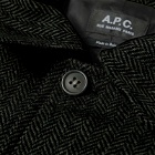 A.P.C. Pete Herringbone Wool Mac in Dark Green