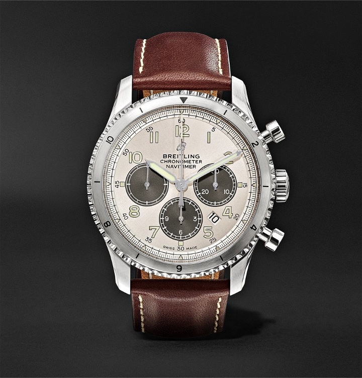 Photo: Breitling - Navitimer 8 B01 Chronograph 43mm Stainless Steel and Leather Watch - Men - White