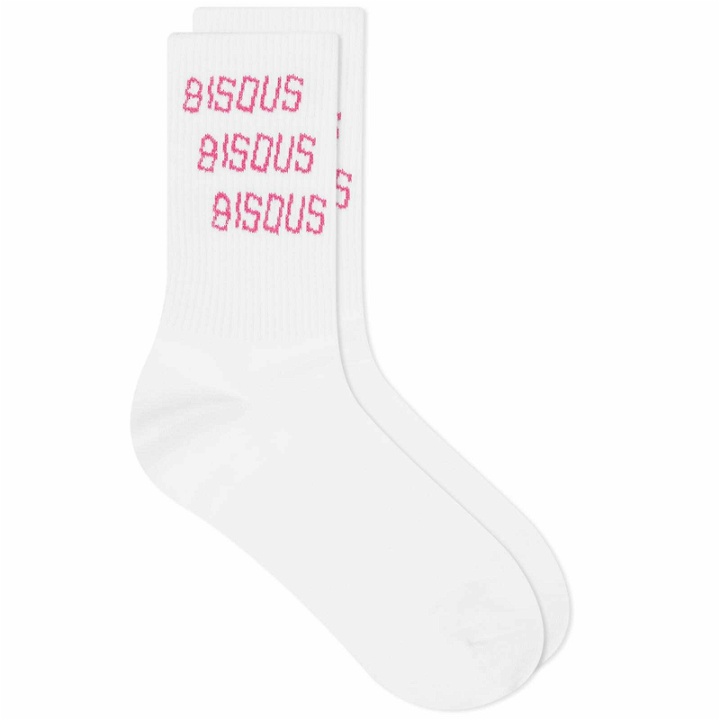Photo: Bisous Skateboards Women's X3 Socks in White/Pink 