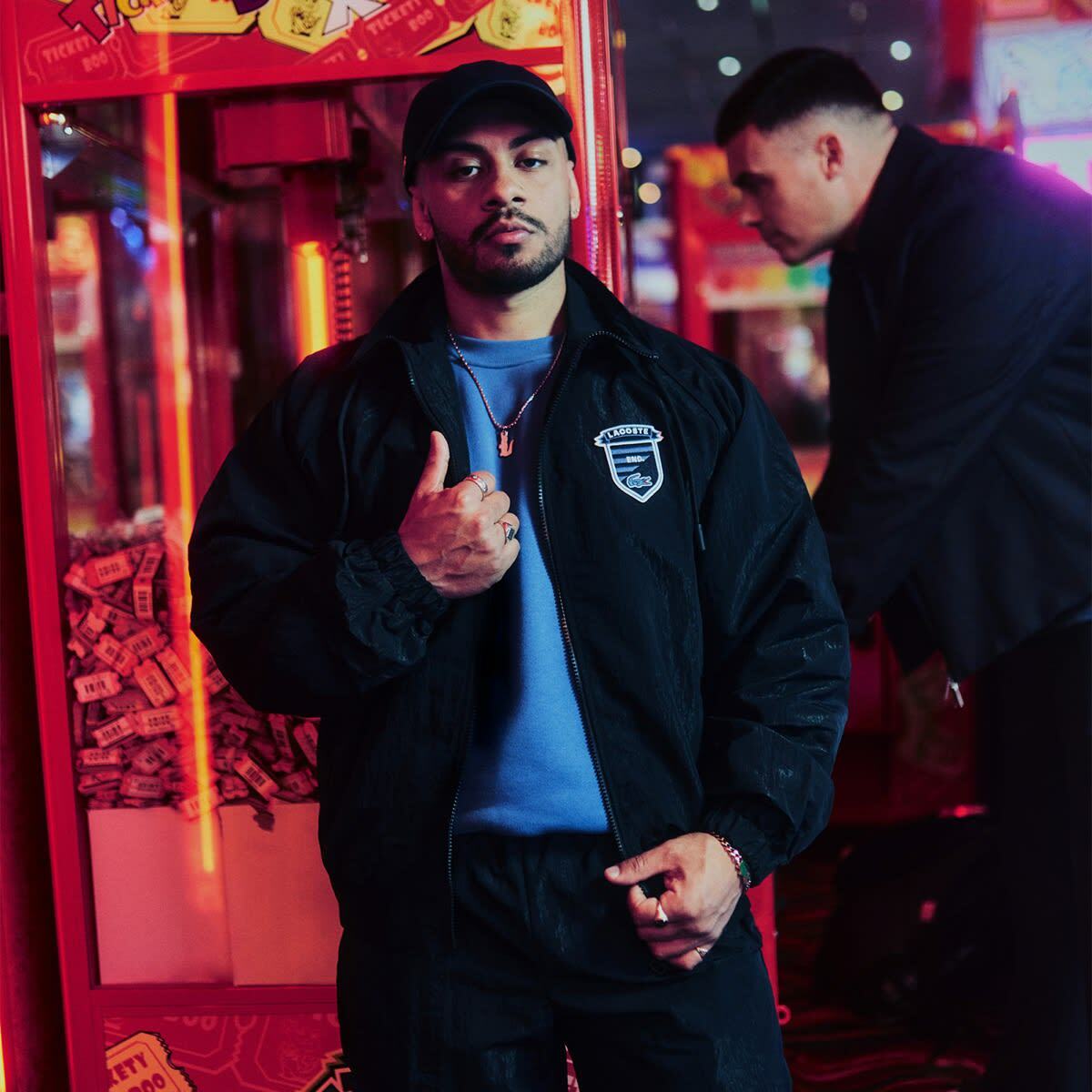 END. x Lacoste Track Top in Noir Lacoste