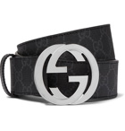 Gucci - 4cm Black Monogrammed Coated-Canvas Belt - Black