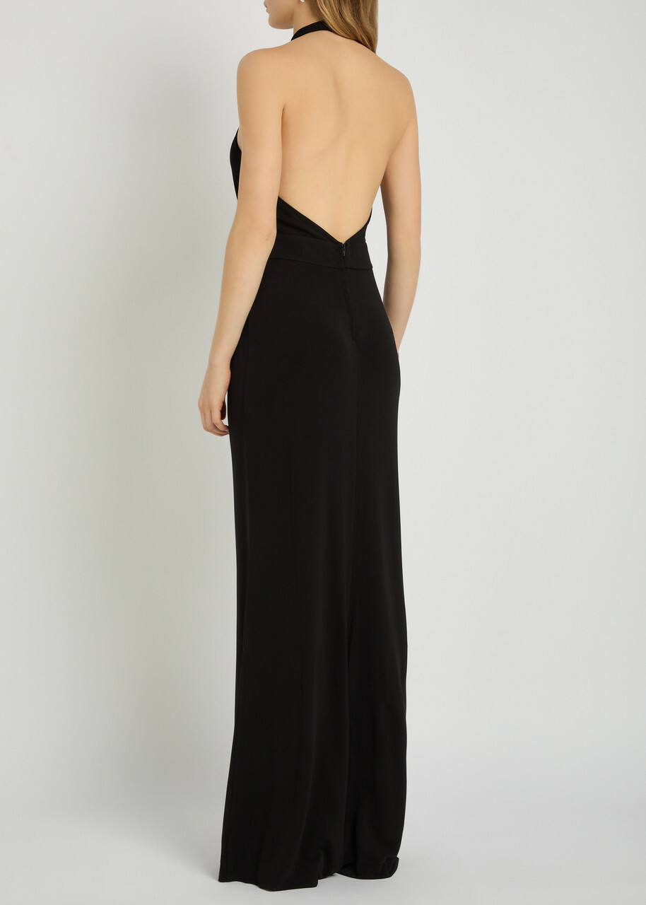 Nili Lotan Lita Halterneck Stretch-jersey Gown Black