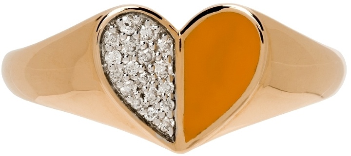 Photo: Adina Reyter Gold & Yellow Ceramic Pavé Folded Heart Ring