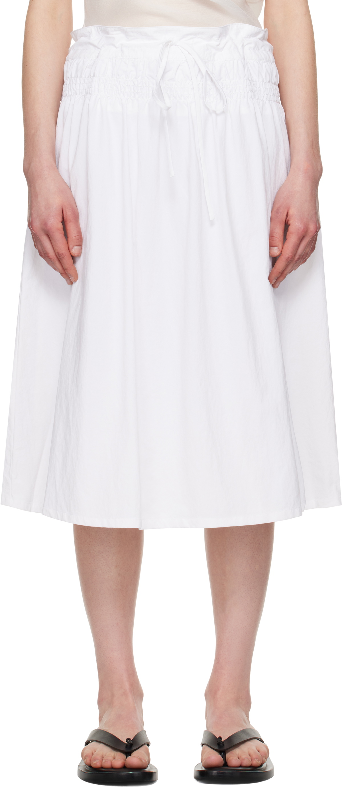 LE17SEPTEMBRE White Smocked Drawstring Midi Skirt