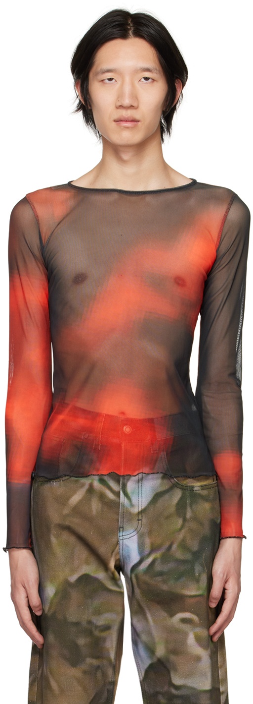 Photo: Serapis SSENSE Exclusive Orange & Black Lava Long Sleeve T-Shirt