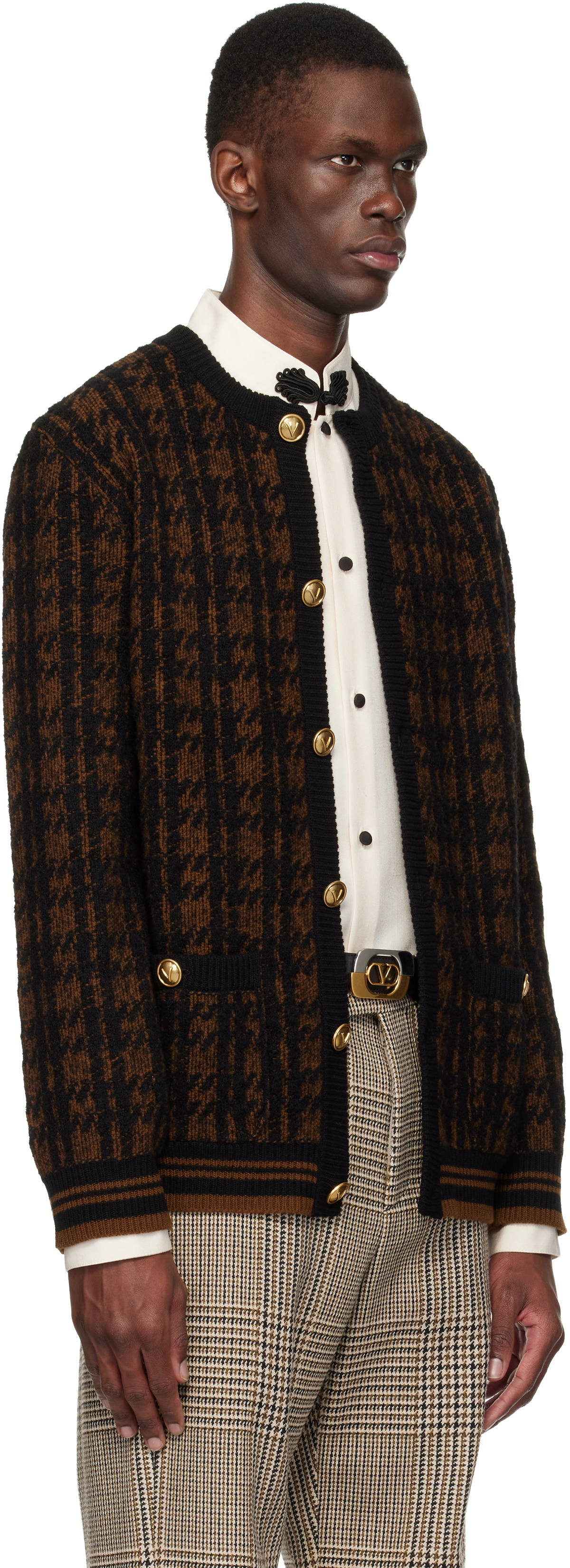 Valentino Brown & Black Wool Cardigan