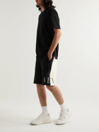 Valentino - Wide-Leg Logo-Print Colour-Block Cotton-Jersey Drawstring Shorts - Black