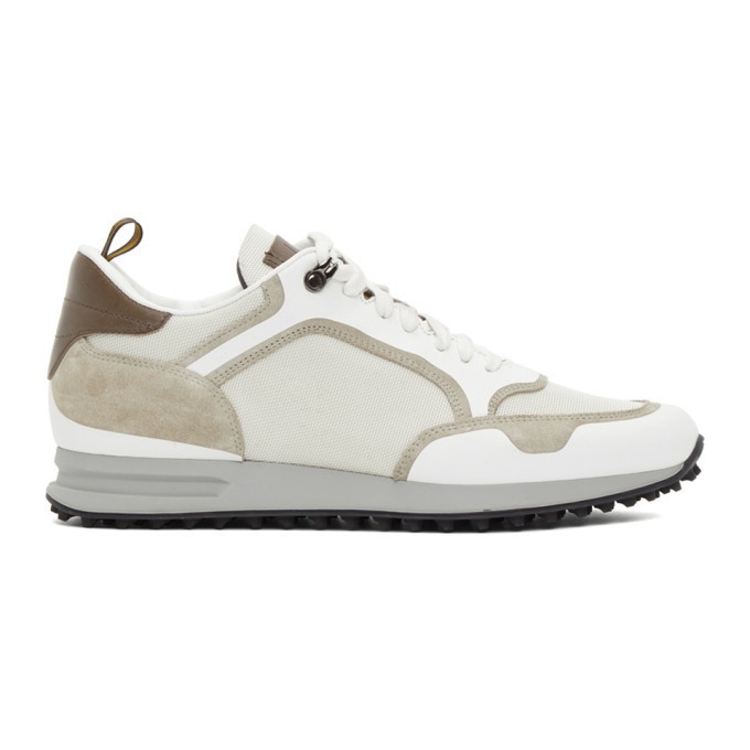 Photo: Dunhill Off-White and Beige Radial Runner Sneakers