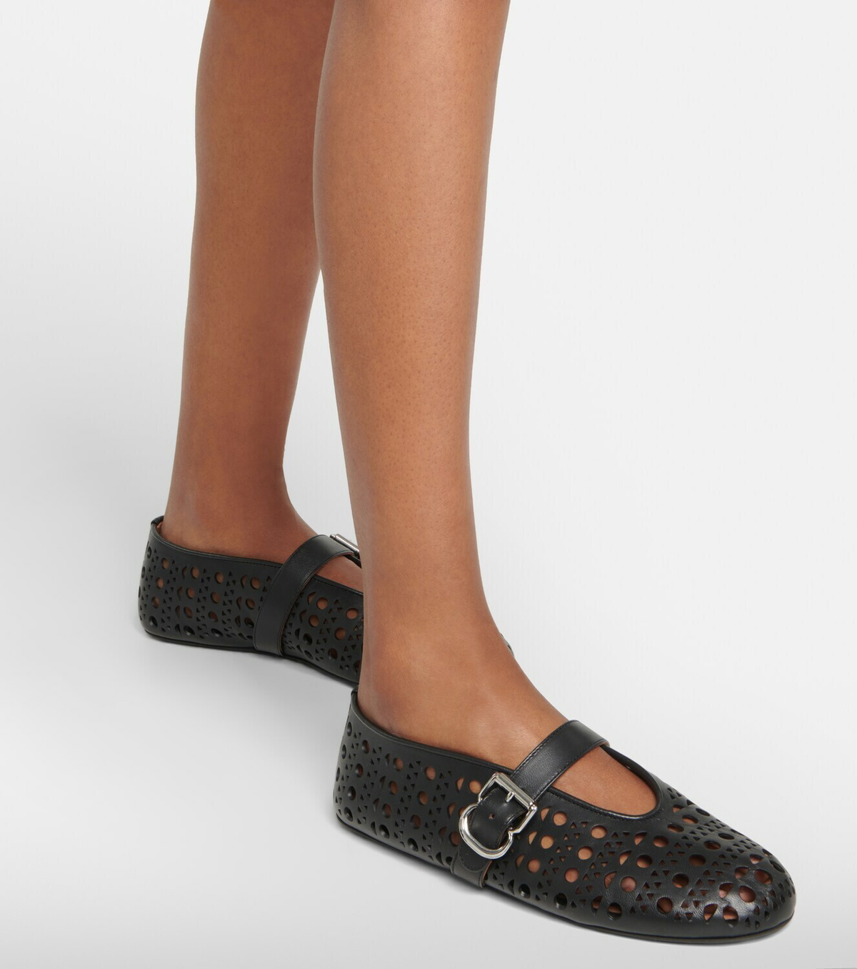 ALAIA 26S  BALLET FLATS IN BROWN SUEDE AND WOOL