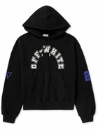 Off-White - Oversized Football Logo-Print Cotton-Jersey Hoodie - Black