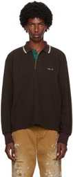 kolor Brown Striped Collar Polo