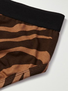 TOM FORD - Zebra-Print Stretch-Cotton Jersey Briefs - Brown