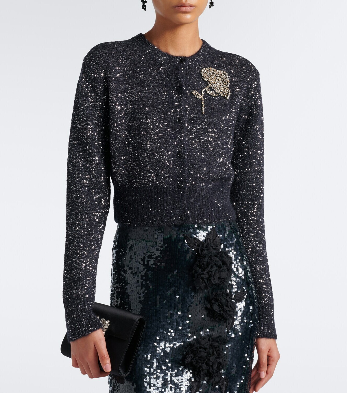 Erdem Cropped embellished alpaca-blend cardigan