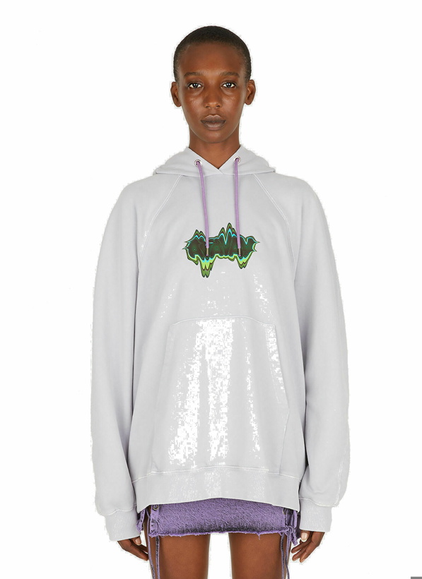 Photo: Logo Print Hooded Sweatshirt in Lilac