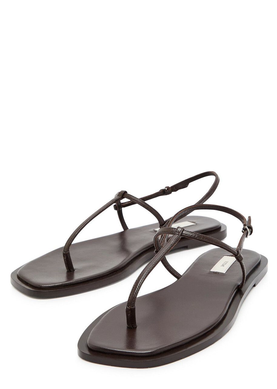 Toteme T-strap Leather Sandals Brown