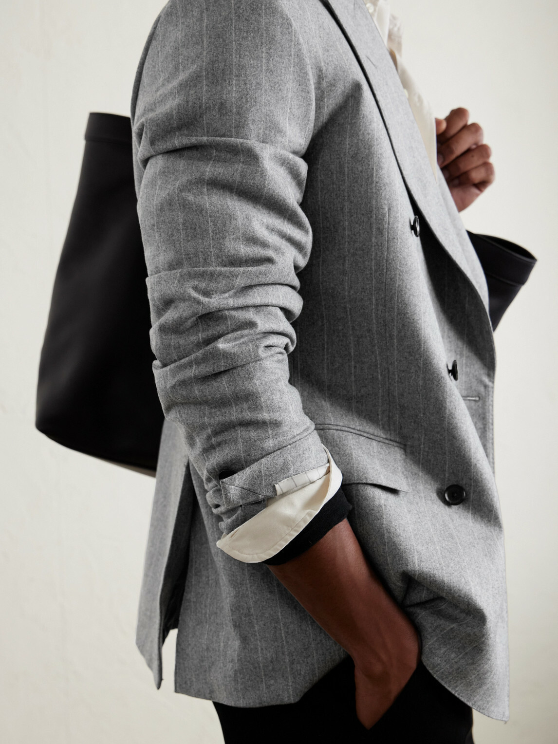 Kaptain Sunshine - Double-Breasted Pinstriped Wool Suit Jacket - Gray