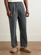 Folk - Straight-Leg Pleated Garment-Dyed Stretch-Cotton Poplin Trousers - Black