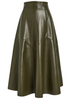 Skiim Max Panelled Leather Midi Skirt Khaki