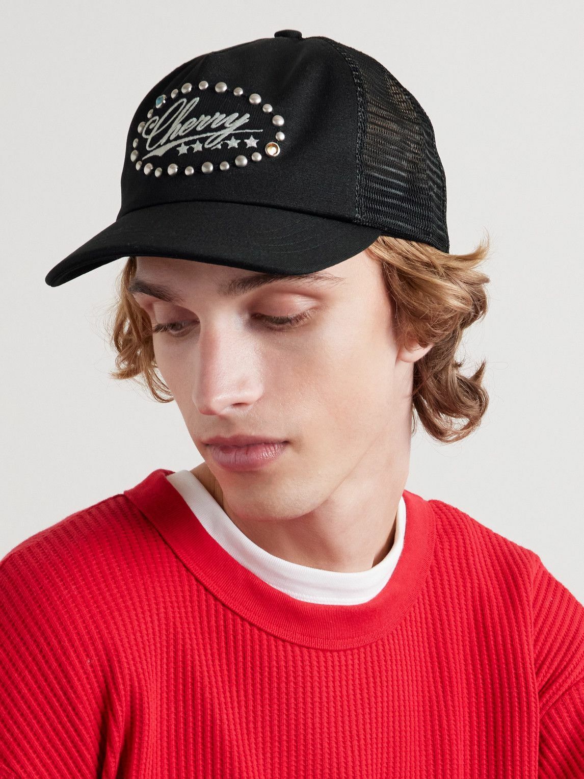 Cherry Los Angeles - Studded Five Star Logo-Embroidered Canvas and Mesh Trucker Cap