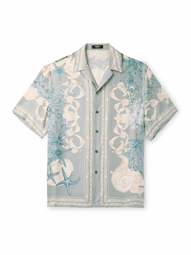 Photo: Versace - Barocco Sea Camp-Collar Printed Silk-Twill Shirt - Gray