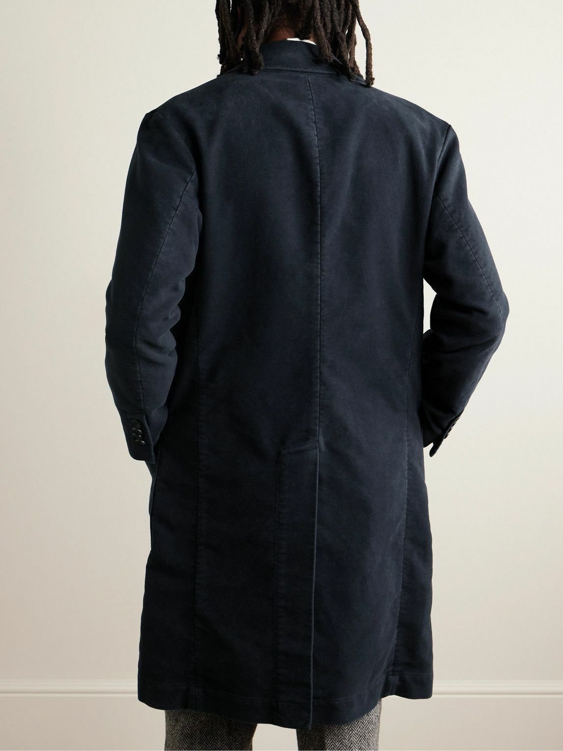 Drake's - Slim-Fit Cotton-Moleskin Overcoat - Blue Drake's