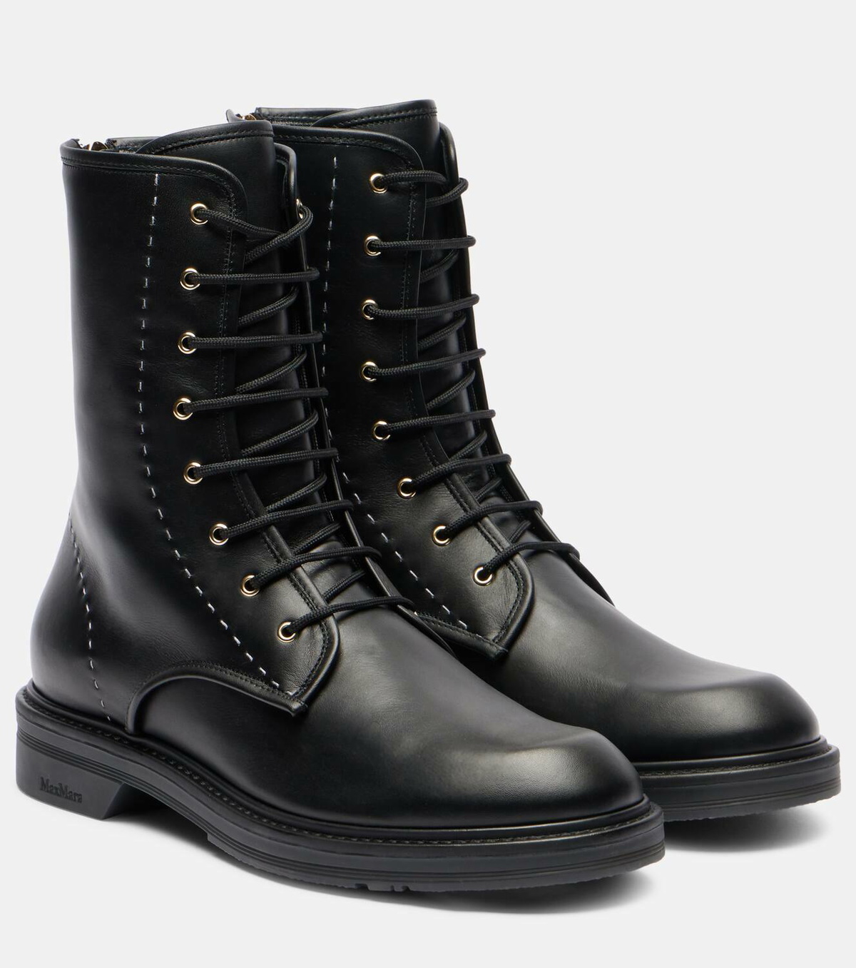 Max Mara Urbancombat leather combat boots