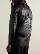 Christian Louboutin - Loubifunk Spiked Rubber-Trimmed Full-Grain Leather Sling Backpack
