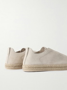 Zegna - Triple Stitch™ Leather-Trimmed Suede Slip-On Sneakers - Neutrals