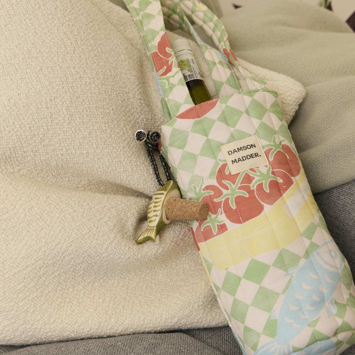Damson Madder Women's Ceramic Fish Bottle Stop in Green 