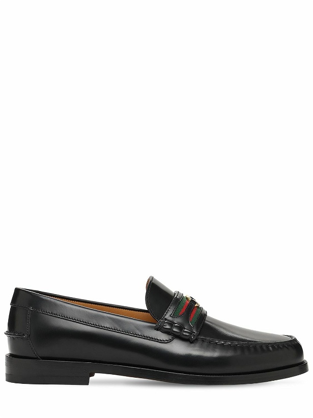 Photo: GUCCI - 25mm Gg Web Kaveh Leather Loafers