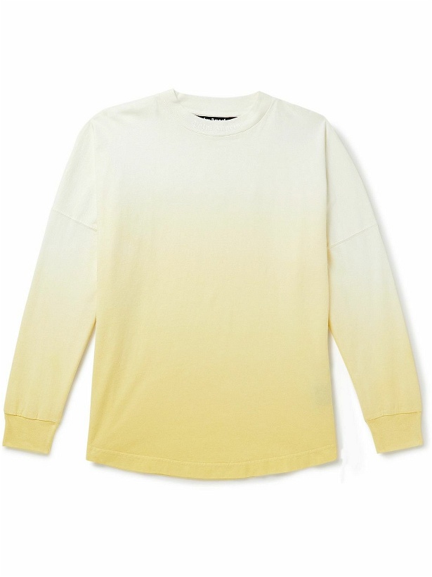 Photo: Palm Angels - Logo-Print Ombré Cotton-Jersey T-Shirt - Yellow