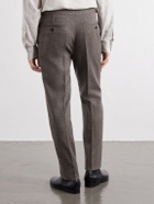 Zegna - Tapered Herringbone Wool and Cashmere-Blend Trousers - Brown