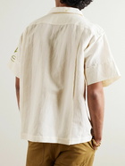 Story Mfg. - Greetings Embroidered Tie-Dyed Cotton and Linen-Blend Shirt - Neutrals