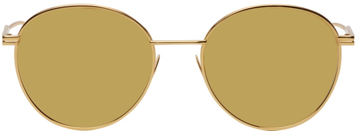 Photo: Bottega Veneta Gold Metal Round Sunglasses