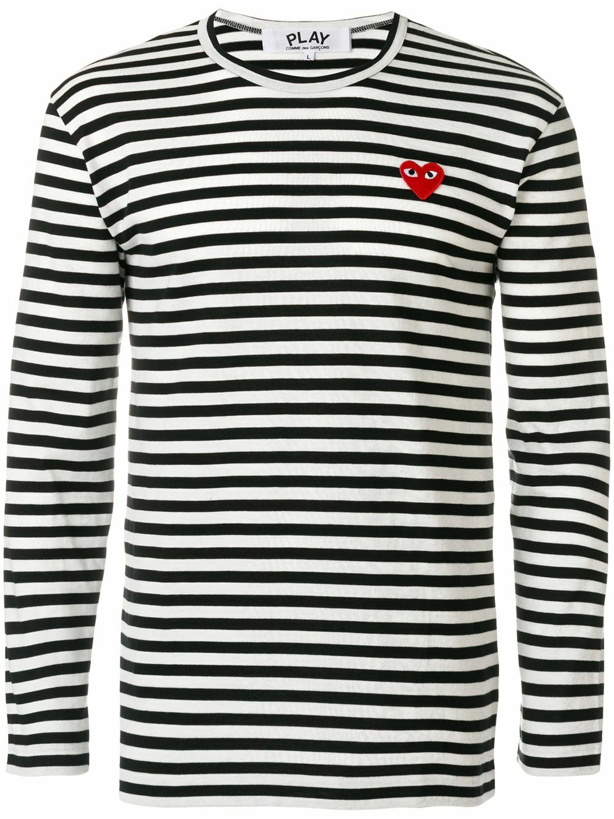 Photo: COMME DES GARCONS PLAY - Logo Striped Cotton T-shirt