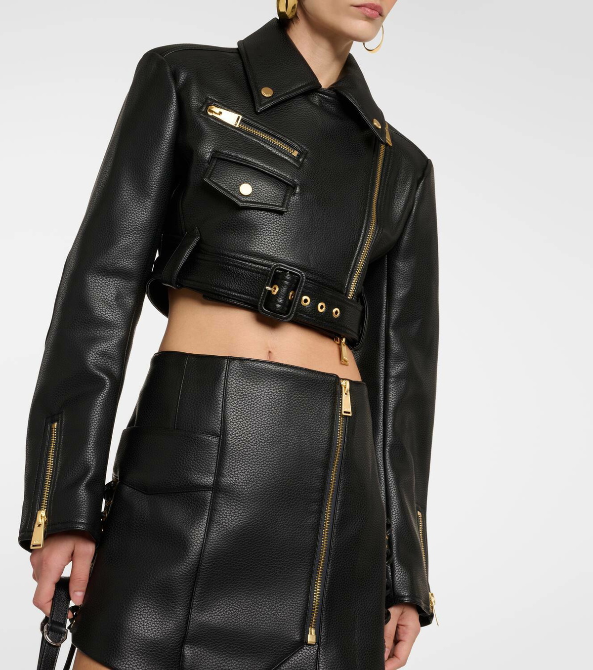 Simkhai Cropped leather biker jacket