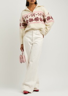 Kitri Uma Fair Isle Intarsia Half-zip Jumper Cream