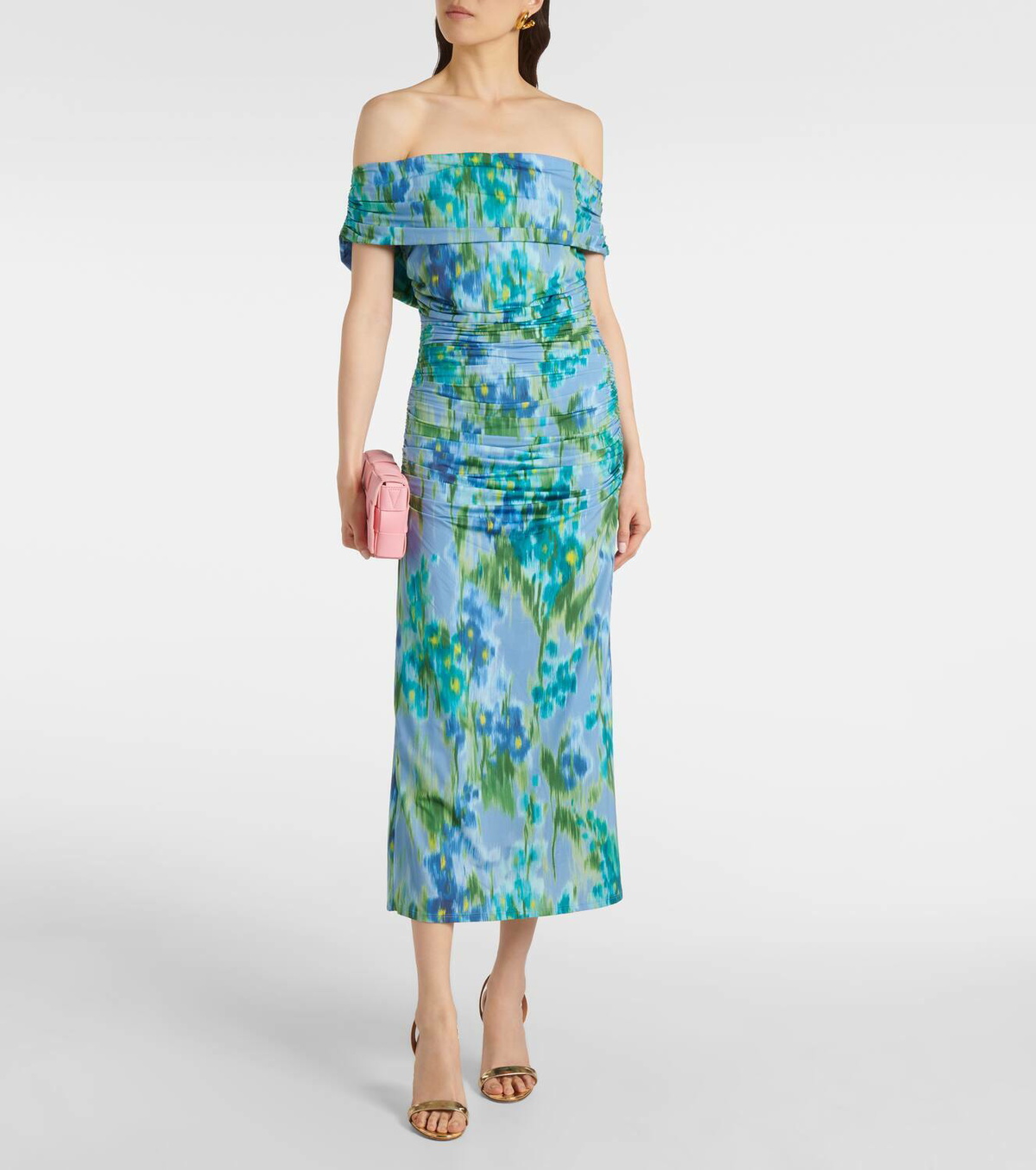 ワンピース Carolina Herrera 'Off-Shoulder 3/4 SLV Ruched Midi' dress Carolina Herrera Off-Shoulder 3/4 Slv Ruched Midi Dresses