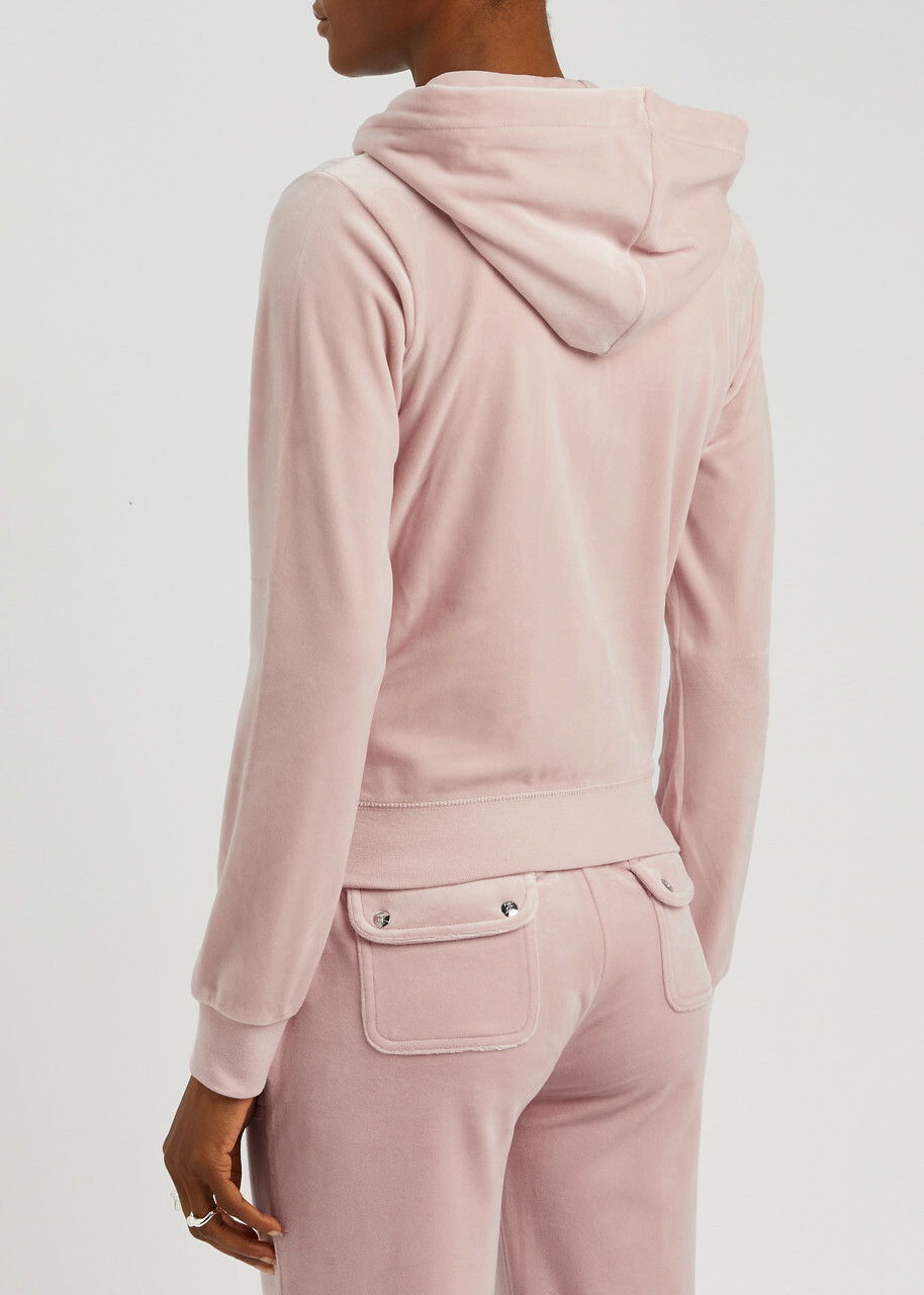 Juicy Couture Classic Robertson Hooded Velour Sweatshirt Light Pink