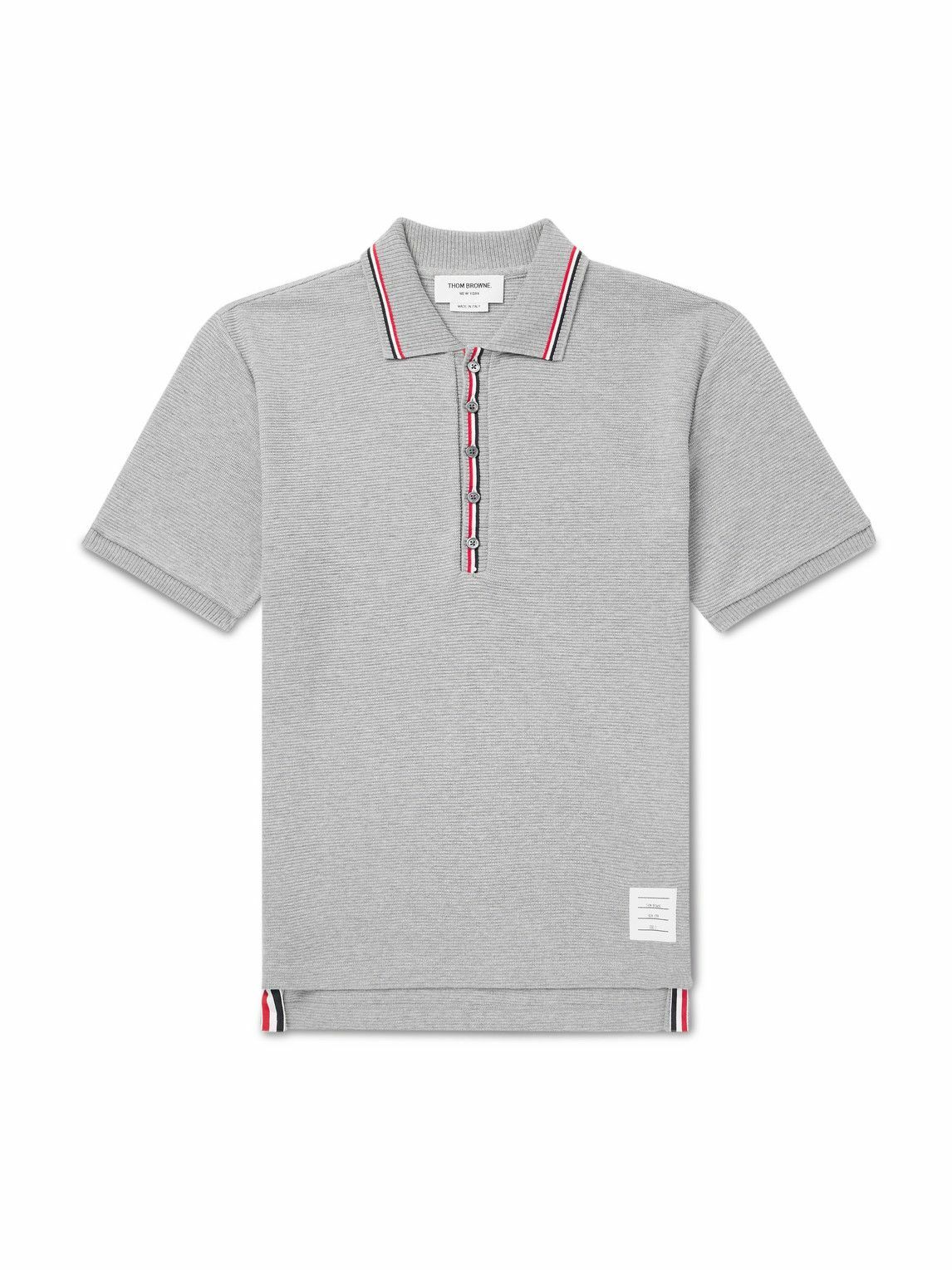 Thom Browne - Jacquard-Knit Silk and Cotton-Blend Polo Shirt
