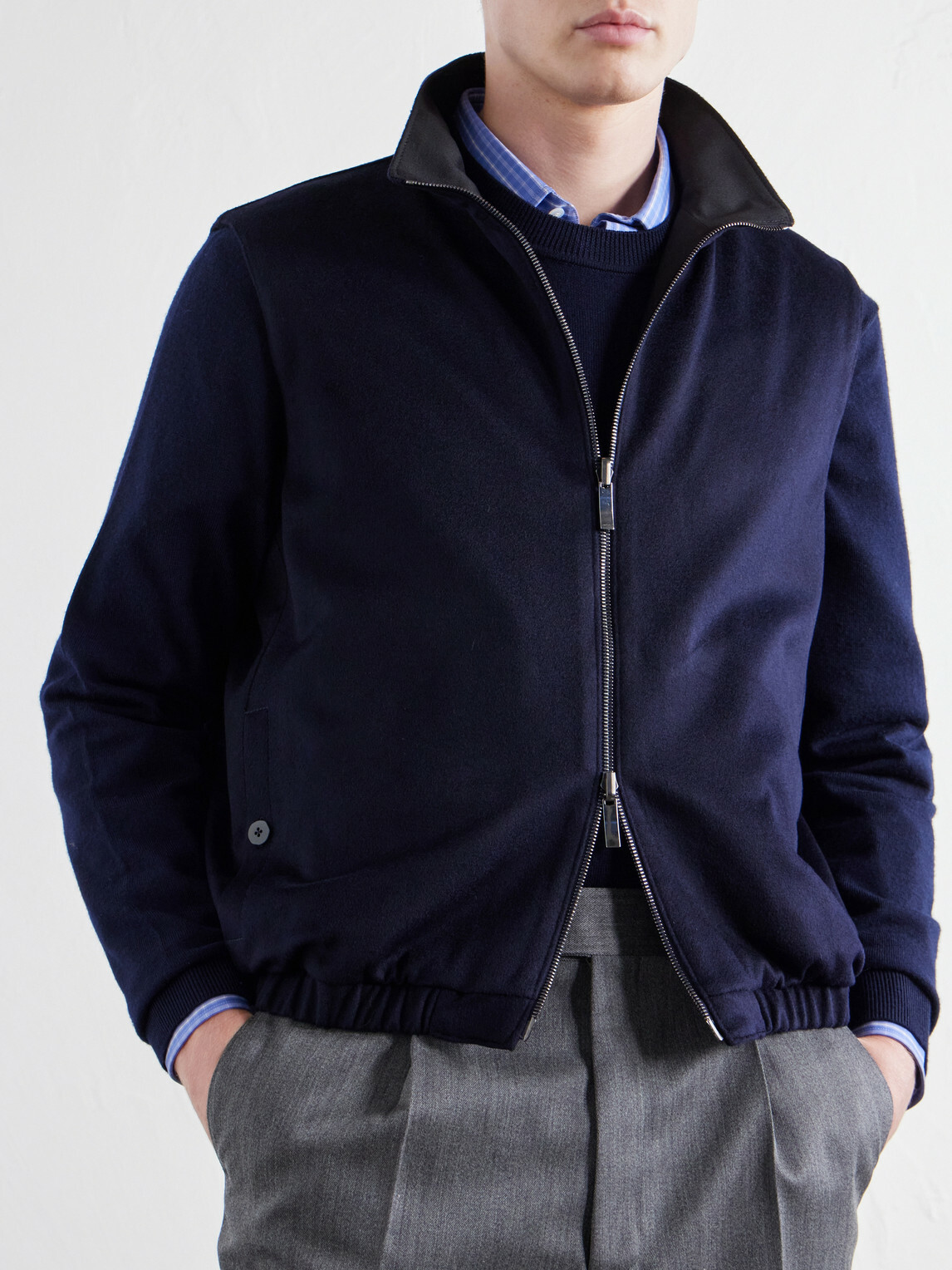 Stòffa - Reversible Brushed-Cashmere Gilet - Blue
