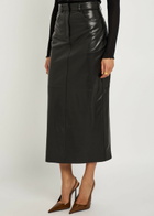 Nour Hammour Ghalia Panelled Leather Midi Skirt Black