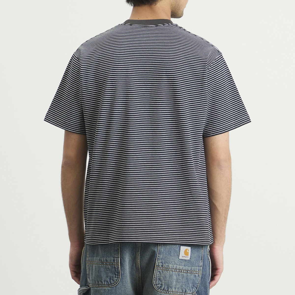 Danton Men's Pocket T-Shirt in Black/White Stripe