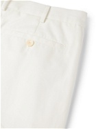 Caruso - Tapered Pleated Cotton-Twill Trousers - Neutrals
