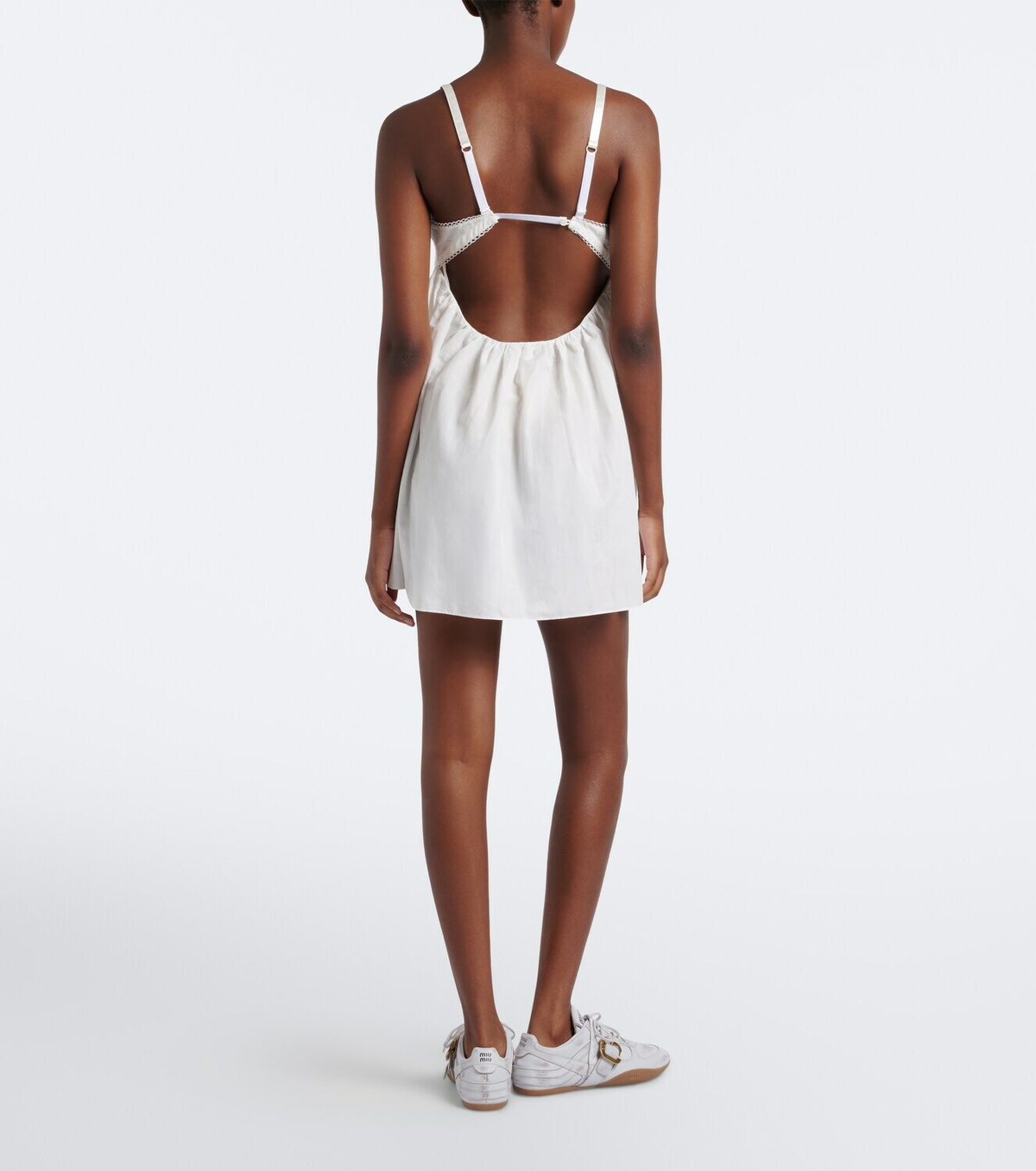 Miu Miu Embroidered cotton and linen-blend minidress