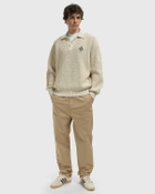 Badge Accent Pearl Rib Polo Collar Sweater