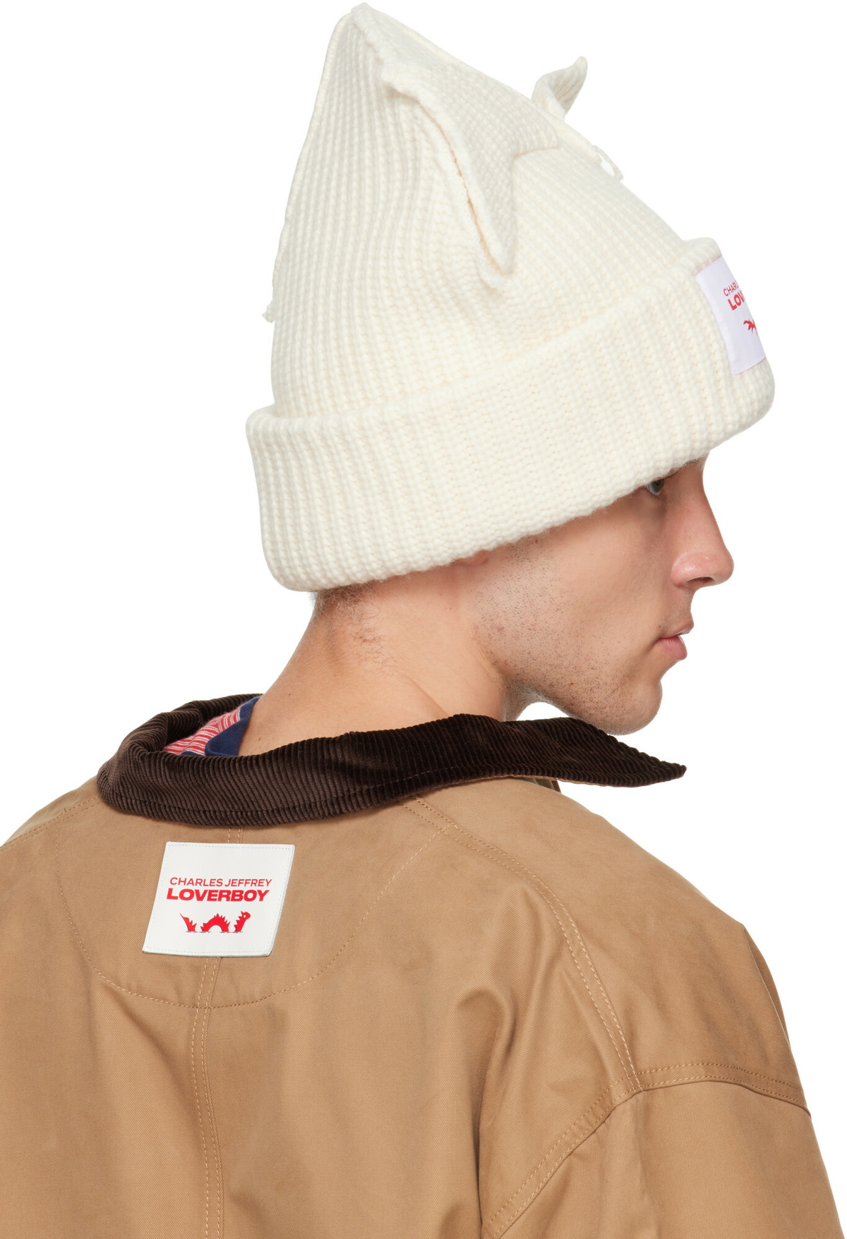Charles Jeffrey LOVERBOY Off-White Supersized Chunky Ears Beanie