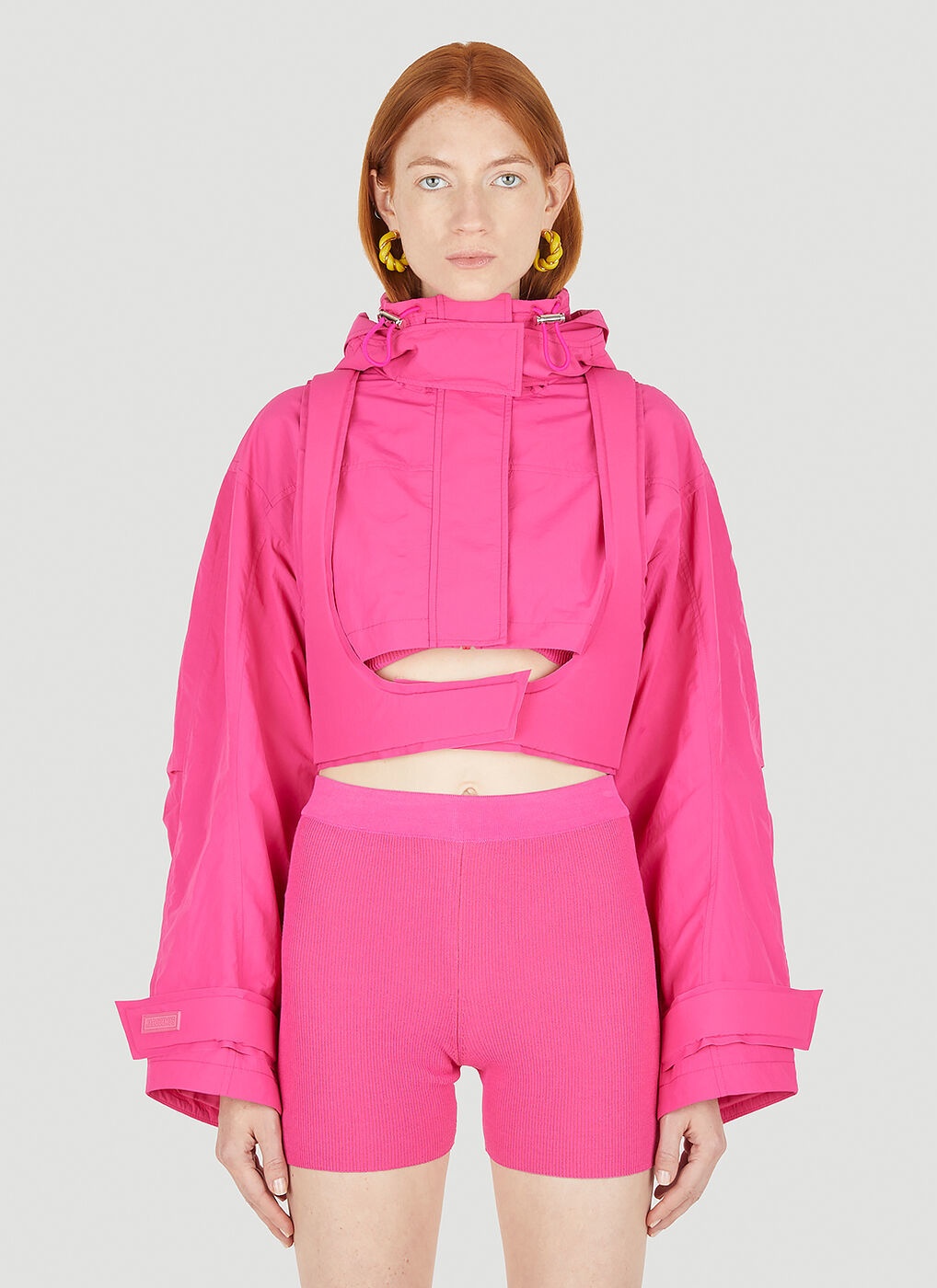 La Parka Fresa Cropped Jacket in Pink Jacquemus